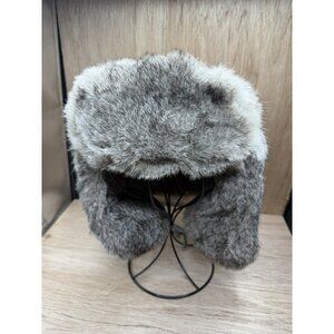 Vintage Rabbit Fur Bomber Trapper Hat Size Medium